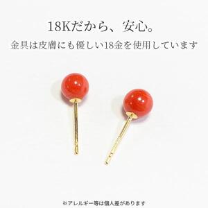 赤珊瑚のピアス4.5mm～4.75mm(ケース付）耳飾り サンゴ コーラル プレゼント ギフト プレゼント アクセサリー かわいい 可愛い おしゃれ お洒落 お守り 3月誕生石 化石 宝石 縁起物【R00535】