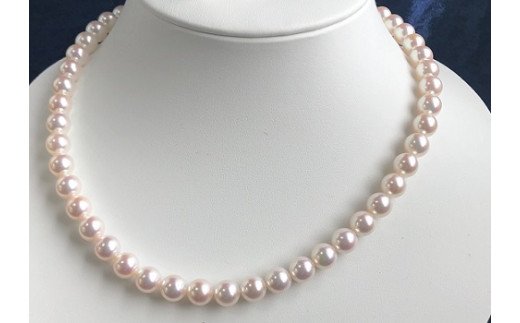 あこや本真珠のネックレス＆イヤリングセット（8mm珠・ホワイトピンクカラー・保管ケース付）【DN-2】