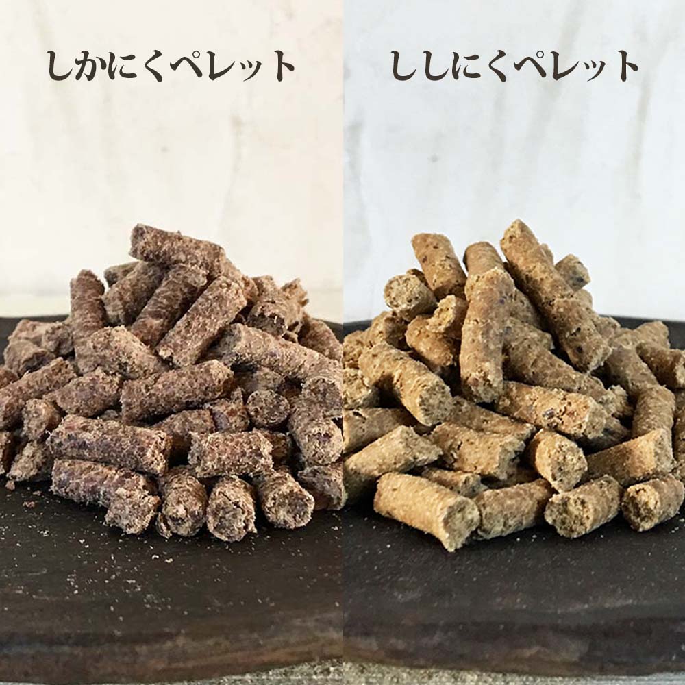 【6回定期便】無添加ドッグフード：しかにく＆ししにくペレットセット（各100g×1P）鹿肉 猪肉ペットフード ジビエ 愛犬 イヌ用 ドライフード手作り 健康 トッピング 国産 高品質【J00039】