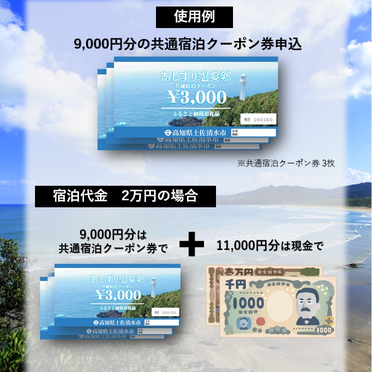 あしずり温泉郷 共通宿泊クーポン券 90,000円分 あしずり温泉郷 旅行券 トラベル ペア 家族 温泉 ホテル 観光 旅行 国内旅行 宿泊 宿泊施設 自然 旅館 高知県 土佐清水市【R01319】