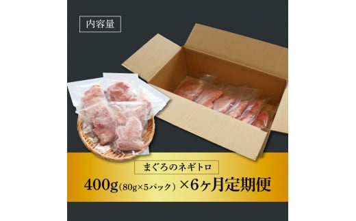 ～四国一小さなまち～ ≪カネアリ水産≫ まぐろのネギトロ 400g（80g×5パック）×6ヶ月定期便 ねぎとろ 鮪 マグロ キハダマグロ まぐろたたき 粗挽き 小分け パック 海鮮 魚介 便利