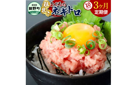 ～四国一小さなまち～ ≪カネアリ水産≫ まぐろのネギトロ 800g（80g×10パック）×3ヶ月定期便 ねぎとろ 鮪 マグロ キハダマグロ まぐろたたき 粗挽き 小分け パック 海鮮 魚介 便利