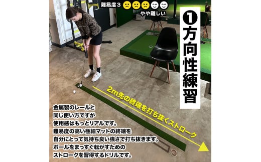 パターマット工房 タッチがわかるパット練習レール 2枚セット(標準・高速) 7cm×200cm 2枚組 ゴルフ 練習器具 パッティング練習 パッティングマット 人工芝 スーパーベント 日本製