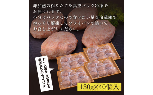 ＜高騰に伴い2025年1月1日以降、寄附額改定予定＞ 人気惣菜 数量限定 牛肉 豚肉 創業50年老舗レストランの幻の和牛あかうしハンバーグ130g×40コ（ソース無し）故郷納税 焼くだけ 溢れる肉汁 土佐あか牛 ハンバーグ 小分け 緊急支援品 60000