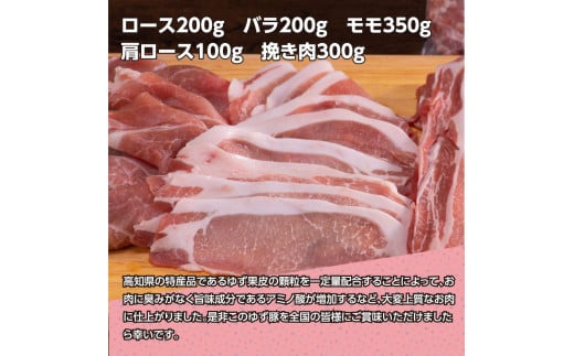 なはりゆず豚満喫セット 1.15kg - 豚バラ ロース モモ 肩ロース 挽き肉 ひき肉 豚 豚肉 国産 詰め合わせ セット 冷凍 料理 おうちごはん 個包装 13000円 高知県産 高知