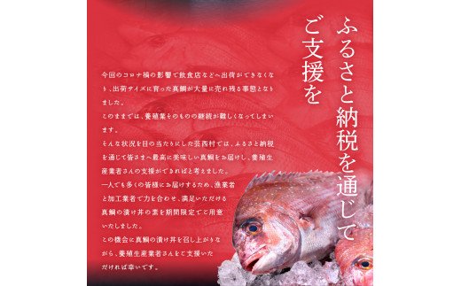 緊急支援 海鮮 真鯛・ブリ・カンパチ・マグロの漬け丼セット4種×2P《迷子の真鯛を食べて応援 養殖生産業者応援プロジェクト》応援 惣菜 そうざい 冷凍 保存食 小分け パック 高知 海鮮丼 一人暮らし〈高知市共通返礼品〉