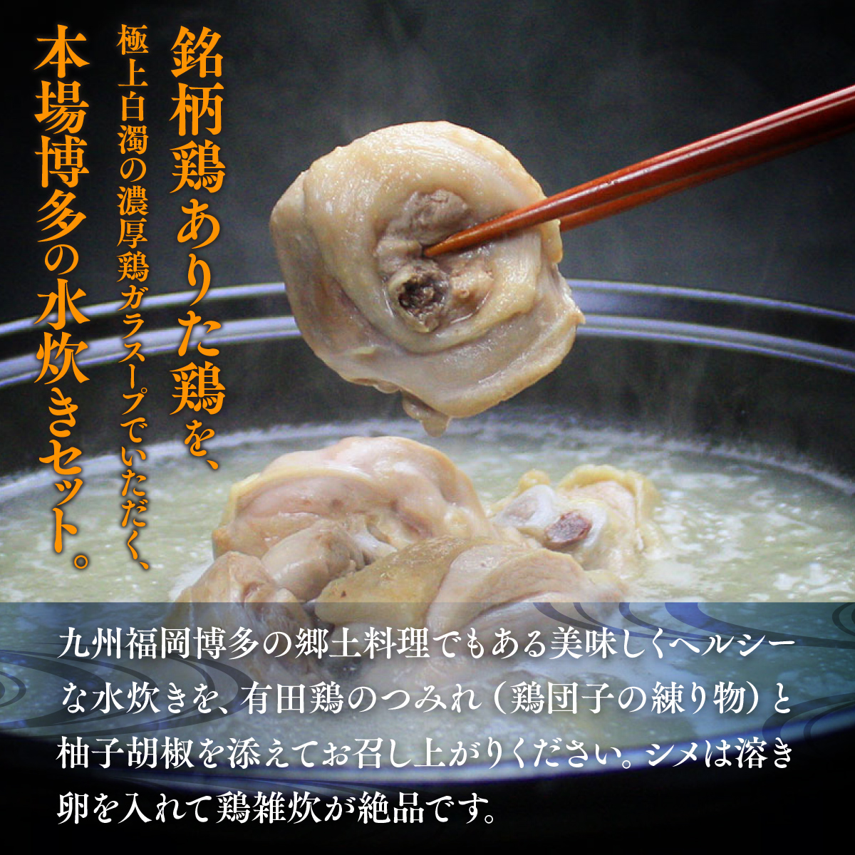 博多水炊き（ありた鶏ぶつ切り・つみれ）セット4〜6人前 UX007