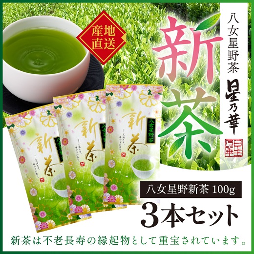 A1503.【新茶】八女星野茶（100g×3本）／2025年5月～7月中旬頃発送【八女茶】