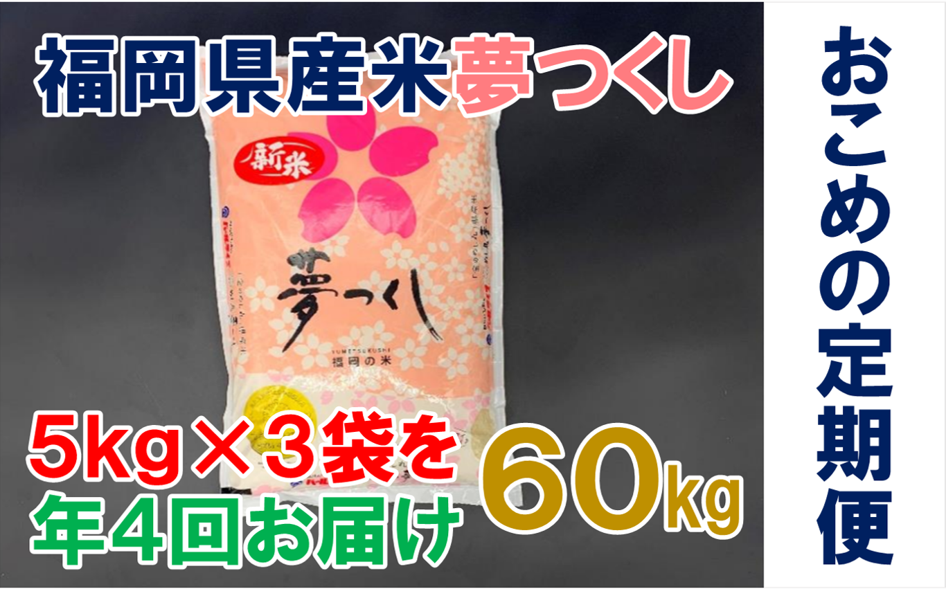 J034 定期便 福岡県産米 夢つくし15kg 年4回 合計60kg ふるさとパレット 東急グループのふるさと納税