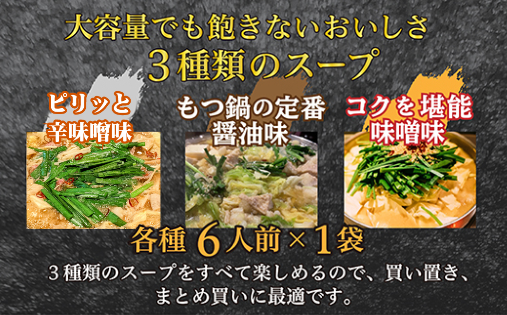 2F1 マルイチ食品 博多もつ鍋 18人前 人気３味セット (醤油・辛味噌・味噌各6人前)