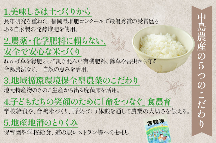 令和6年産 予約 合鴨米「元気つくし」（玄米・5ｋｇ）定期便6回コース　BI10　※2024年10月中旬より順次出荷予定(隔月発送予定)