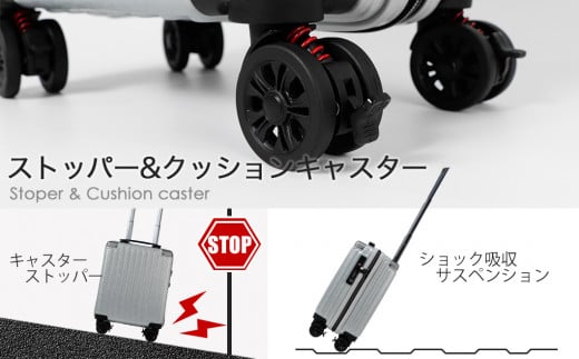 [PROEVO] スーツケース 機内持ち込み対応 ストッパー付き 拡張機能 8輪 静音 隠し拡張 S (SP-シルバー) [10012A]　AY227