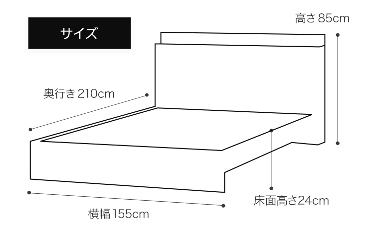 【開梱・設置】ベッドフレーム　（ミニ棚タイプ+B）　ワイドダブルサイズ　フォグナチュラル　AL560