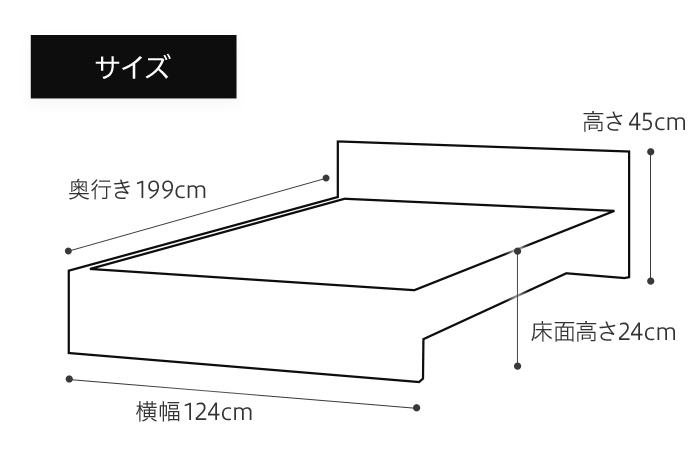 【開梱・設置】ベッドフレーム （ミドルタイプ+B） セミダブルサイズ ブラック　AL498