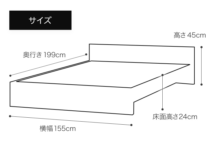 【開梱・設置】ベッドフレーム （ミドルタイプ+B） ワイドダブルサイズ ブラック　AL510
