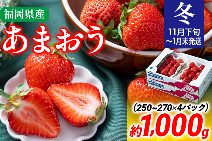 福岡産【冬】あまおう 約1000g いちご 苺 果物 フルーツ 九州産 福岡県産 冷蔵 送料無料 【11月下旬発送開始予定】 イチゴ フルーツ 果物 くだもの ※北海道・沖縄・離島は配送不可 大木町産 南国フルーツ CO002