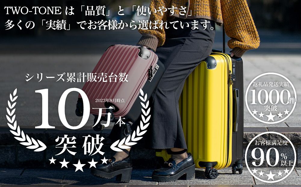 [PROEVO]ファスナーキャリー スーツケース ストッパー付き 修学旅行に最適 LMサイズ(エンボス/イエロー) [10003A] AY012