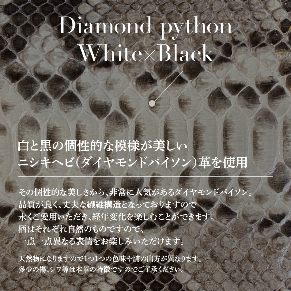 マネークリップ（ダイヤモンドパイソン・ホワイト×ブラック）　BK003