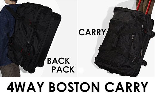 [PROEVO] 防水 ボストンキャリー スーツケース 受託手荷物対応 L（ブラック×レッド） [20017]　AY161