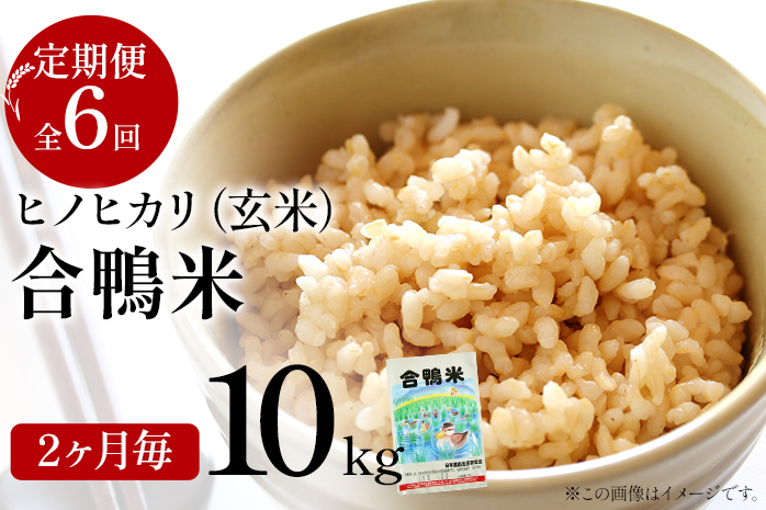 令和6年産 予約 合鴨米「ヒノヒカリ」（玄米・10ｋｇ）定期便6回コース　BI05　※2024年10月中旬より順次出荷予定(隔月発送予定)