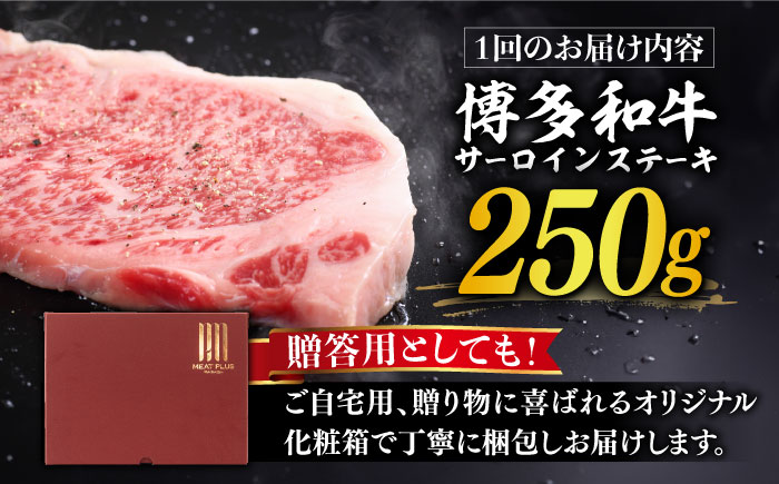 【全3回定期便】【厳選部位使用！】博多和牛サーロインステーキ250g×1枚《築上町》【株式会社MEAT PLUS】 [ABBP045] 37000円 3万7千円