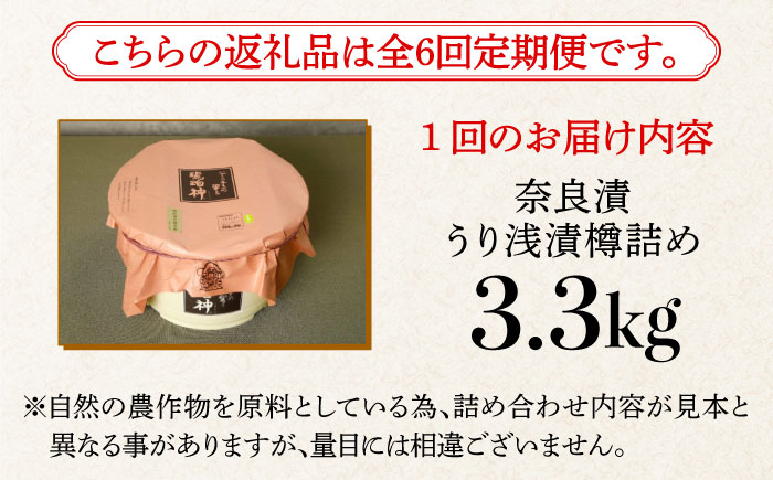 【全6回定期便】【明治神宮ご奉献品】奈良漬 「琥珀漬」 うり浅漬 樽詰め 3.3kg《築上町》【有限会社奈良漬さろん安部】奈良漬 奈良漬け [ABAE056] 210000円 21万円 210000円 21万円