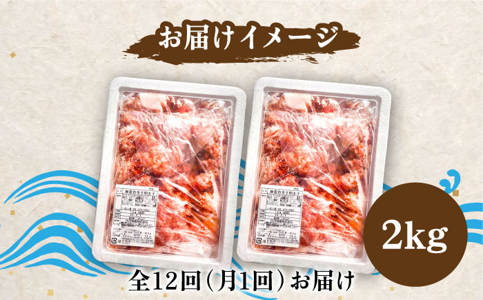 【全12回定期便】【訳あり】無着色 博多 辛子明太子 切子 1kg×2箱(合計2kg) 〜味わい豊かに粒仕立て〜《築上町》【株式会社マル五】 明太子 めんたい 明太 [ABCJ056] 237000円 23万7千円