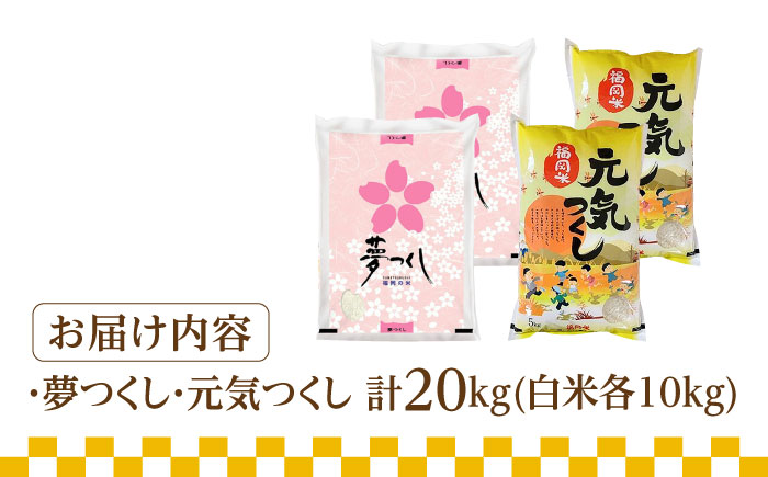 【令和5年産】福岡県産米食べ比べ「夢つくし」と「元気つくし」セット 白米 計20kg《築上町》【株式会社ゼロプラス】 [ABDD015] 41000円 4万1千円