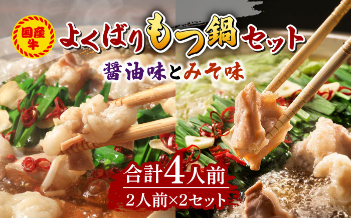 国産牛 よくばりもつ鍋 セット 醤油味2人前&みそ味2人前（計4人前）〆はマルゴめん 福岡県産の米粉麺《築上町》【株式会社マル五】 [ABCJ035] 12000円  12000円 