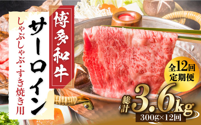 【全12回定期便】【厳選部位！】博多和牛 サーロイン しゃぶしゃぶ すき焼き用 300g《築上町》【株式会社MEAT PLUS】 [ABBP084] 132000円  132000円 