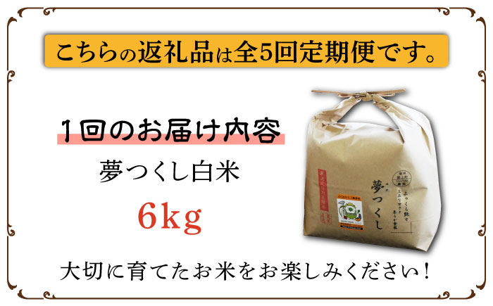 【全5回定期便】【先行予約・令和6年産】特別栽培米 夢つくし 6kg 《築上町》【Nouhan農繁】 米 白米 お米 [ABAU027] 60000円 6万円 60000円 6万円