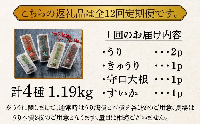 【全12回定期便】【明治神宮ご奉献品】奈良漬 「琥珀漬」4種 1.19kg 詰め合わせ《築上町》【有限会社奈良漬さろん安部】 ギフト 贈り物 贈答 [ABAE048]