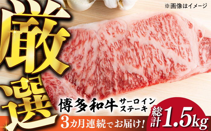 [全3回定期便][溢れる肉汁と濃厚な旨味]博多和牛サーロインステーキセット 500g(250g×2枚)[築上町][株式会社MEAT PLUS] [ABBP030] 54000円 54000円