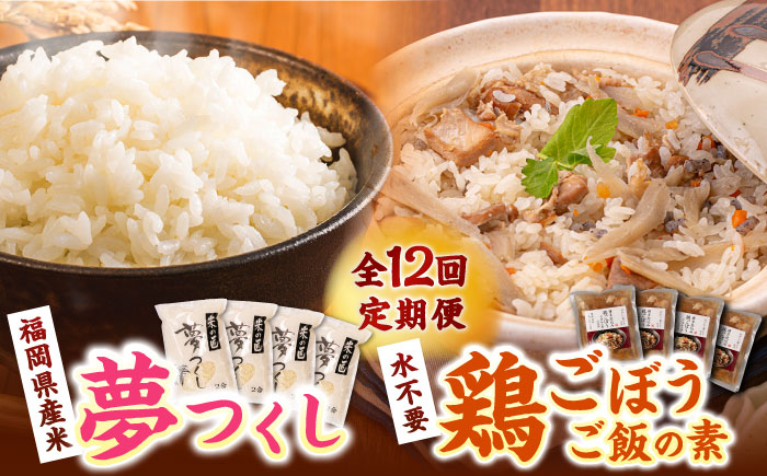 【全12回定期便】福岡県産米 夢つくし 300g×4袋 + 鶏ごぼうご飯の素 ×4袋 セット《築上町》【有限会社ファインリョーコク】 [ABCO008] 139000円 13万9千円