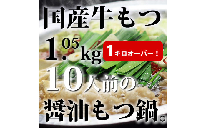 国産牛もつ1kgオーバー！九州醤油もつ鍋 10人前《築上町》【株式会社ベネフィス】 [ABDF159]