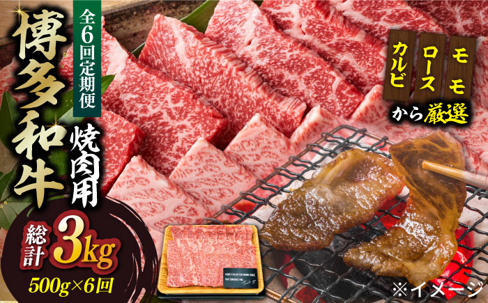 【全6回定期便】【和牛の旨味を堪能！】博多和牛焼肉用 500g《築上町》【株式会社MEAT PLUS】 [ABBP034] 90000円  9万円