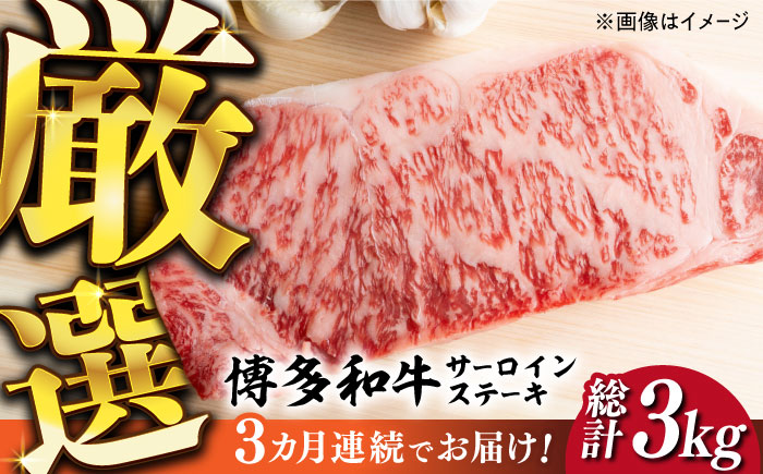 【全3回定期便】【溢れる肉汁と濃厚な旨味】博多和牛サーロイン1kg（250g×4枚）《築上町》【株式会社MEAT PLUS】 [ABBP051] 90000円 9万円 90000円 9万円