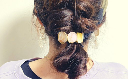 【国産樹脂使用】アゲートスライス ヘアアクセサリー 3点 セット【ハンドメイド作家作品】《築上町》【＊serendipity＊】 [ABAS016] 27000円  27000円 