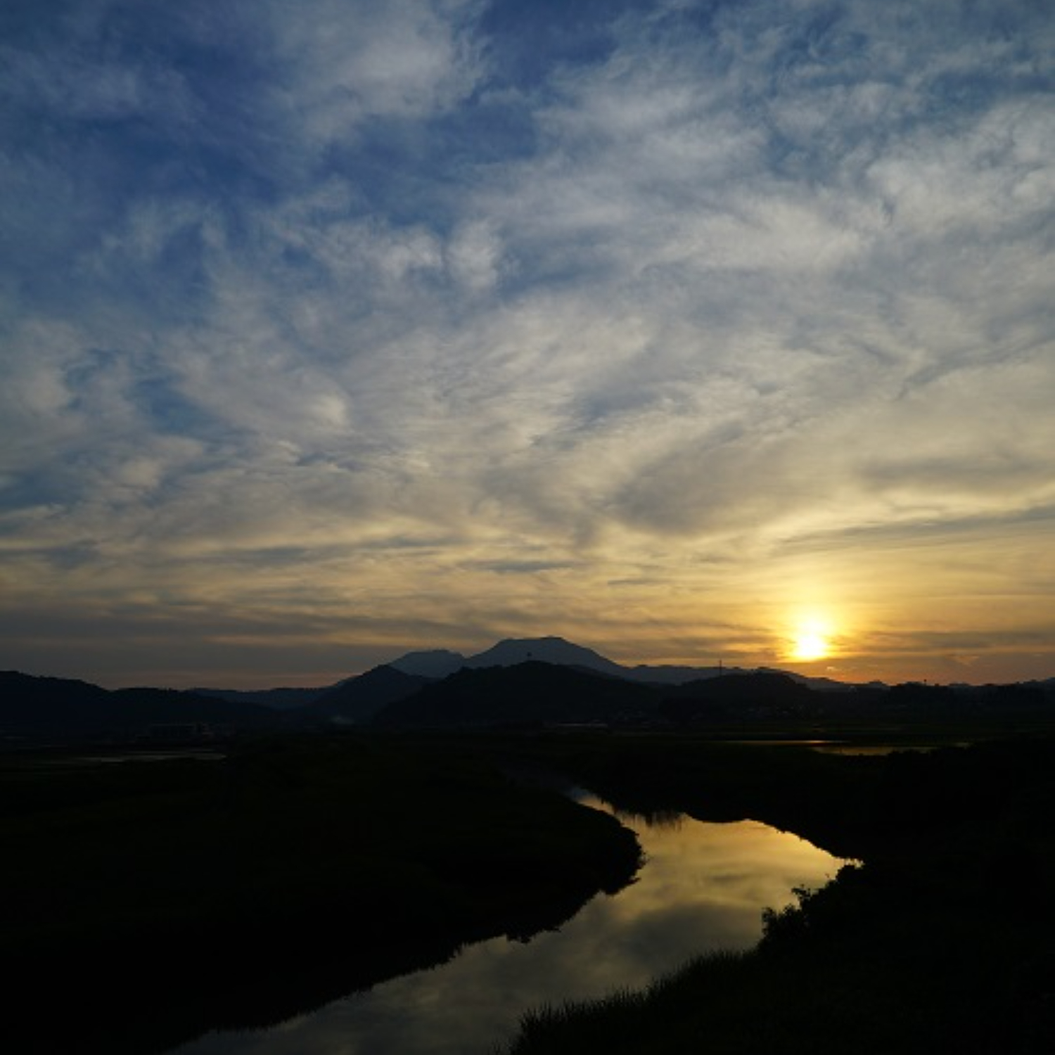 多久川の夕日