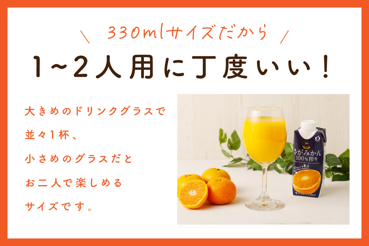 【佐賀県産温州みかん使用】 みかんジュース さがみかん100％搾り 330ml×12本 A040