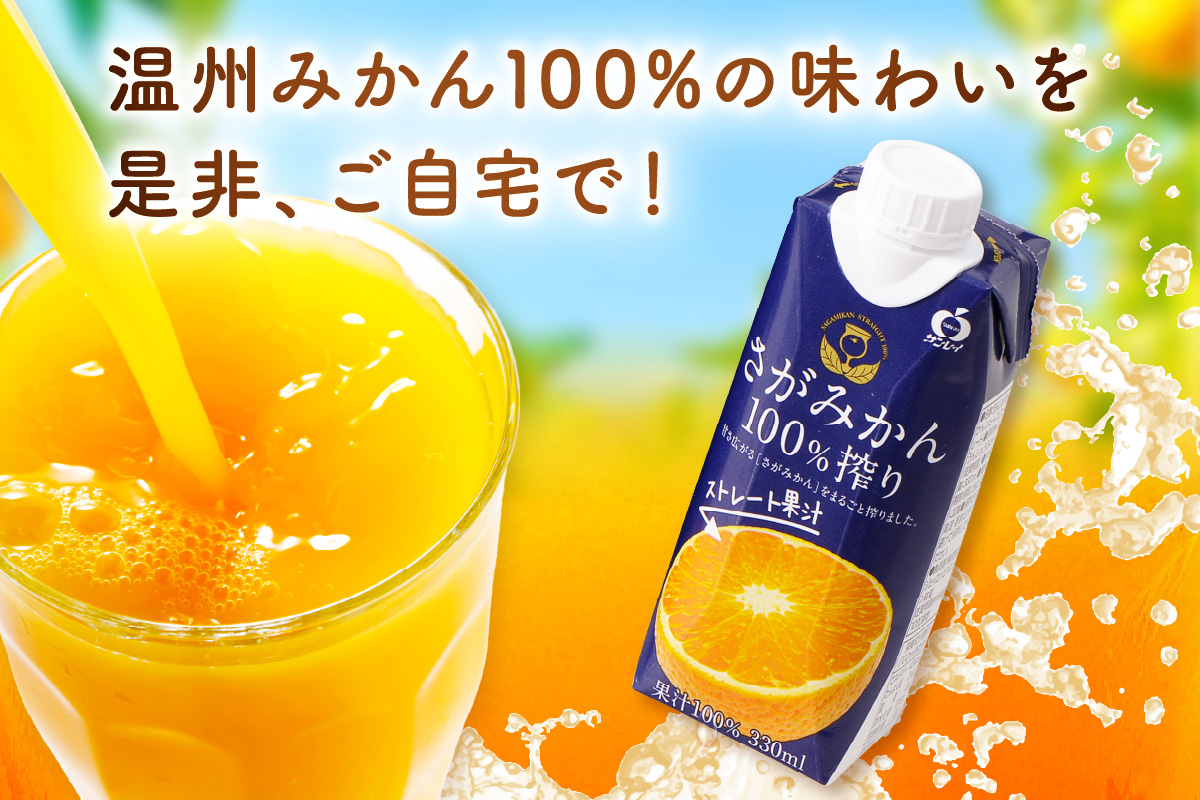 【佐賀県産温州みかん使用】 みかんジュース さがみかん100％搾り 330ml×12本 A040