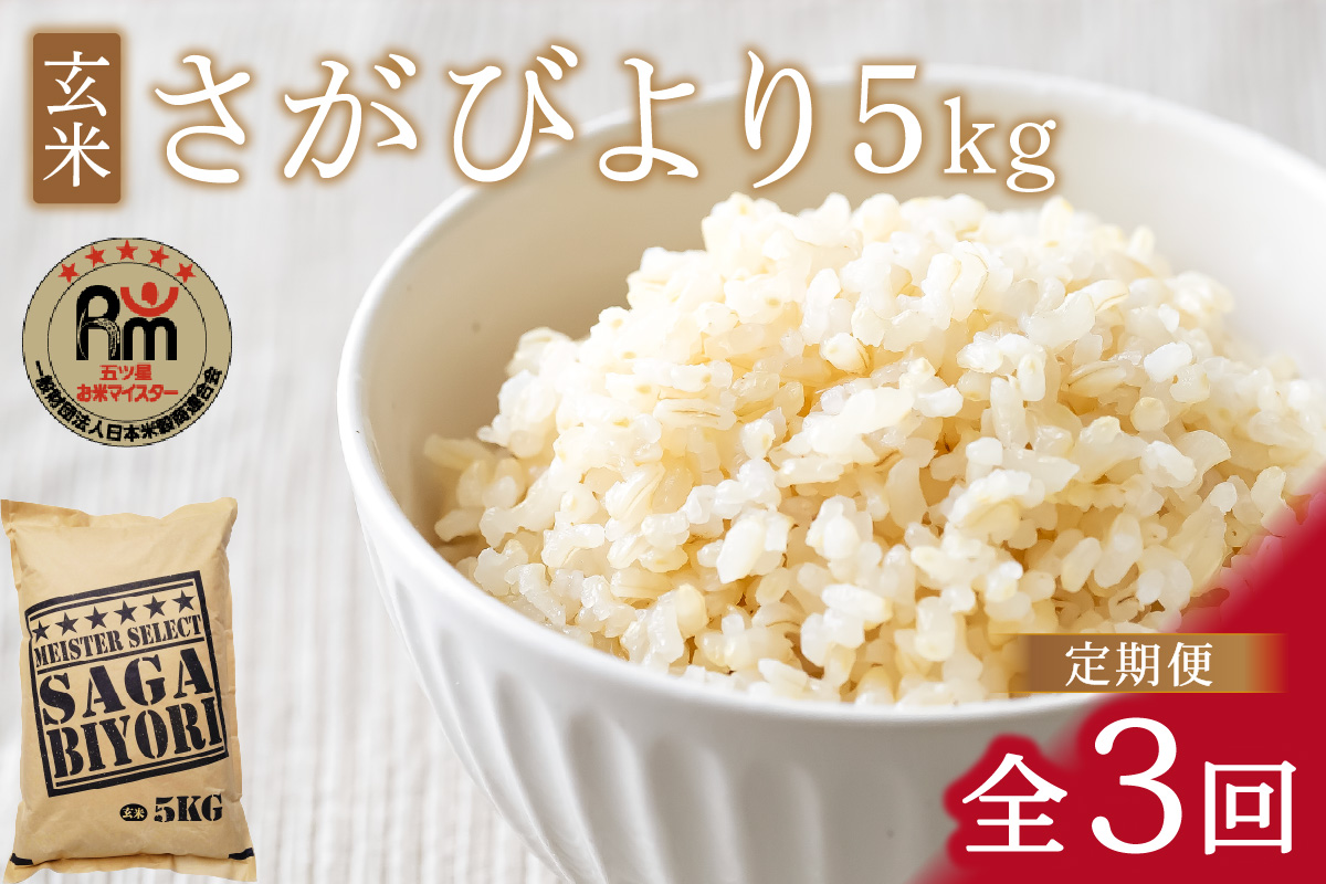 【11月から順次発送】 令和6年産 【定期便】 玄米 さがびより ５kg×３回 B705