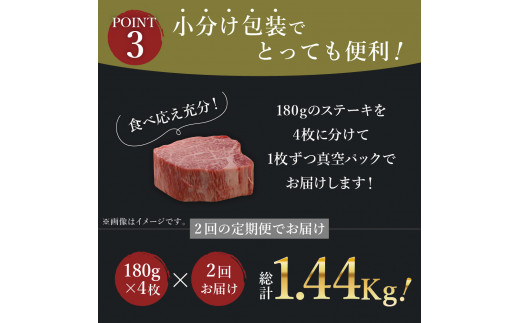 【全2回 定期便】佐賀牛 ヒレ ステーキ　総計1.44kg J410