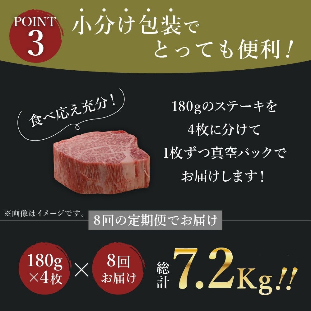 【全8回 定期便】佐賀牛 ヒレ ステーキ 総計7.2kg J413