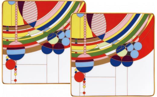 フランク・ロイド・ライト デザイン テーブルウェア(マーチバルーンズ)15cmスクエアプレートペアセット H1021