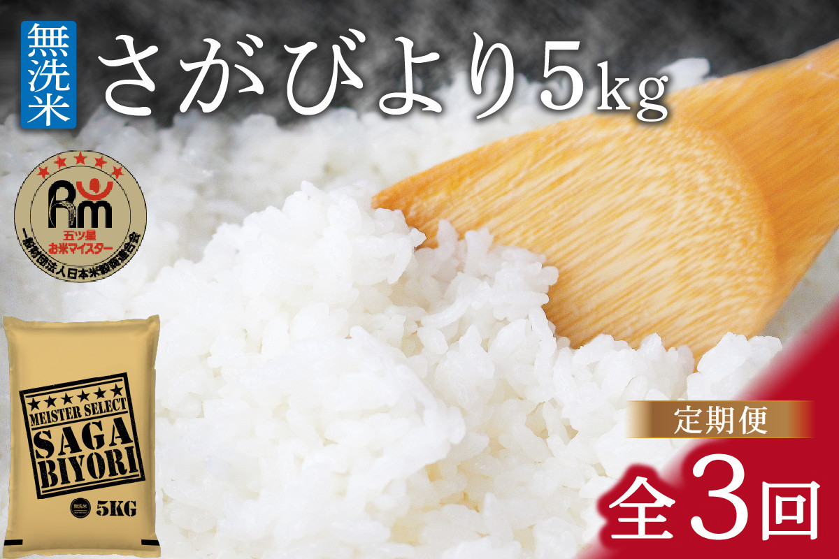 【11月から順次発送】 令和6年産 【定期便】《無洗米》さがびより ５kg×３回 B７０２