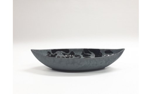【伊万里焼】パスタ皿 カレー皿 絞り花船形鉢 H709