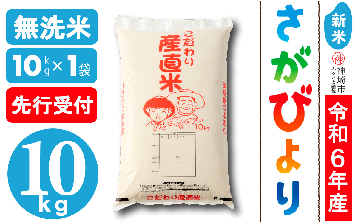 【令和6年産 新米先行受付】さがびより無洗米 10kg【米 10kg お米 コメ おいしい ランキング 人気 国産 ブランド 地元農家】(H061278)