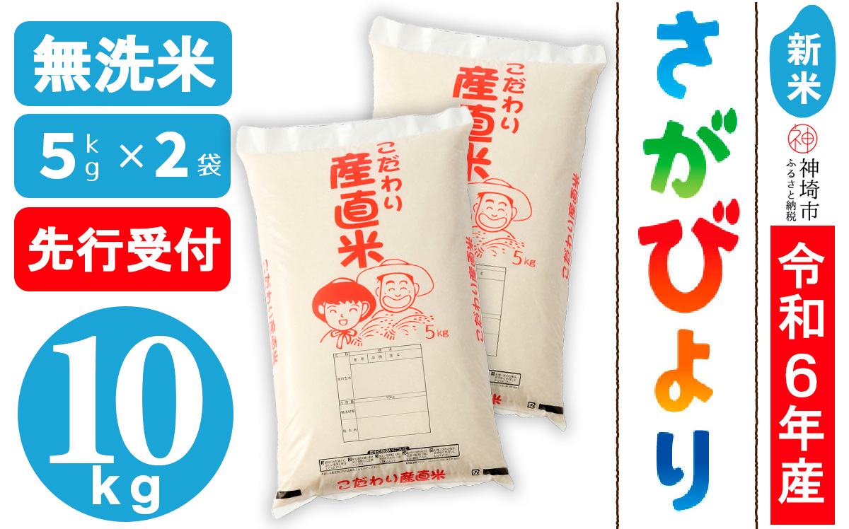 【令和6年産 新米先行受付】さがびより 無洗米 5kg×2【米 お米 コメ 無洗米 おいしい ランキング 人気 国産 ブランド お得 地元農家】(H061279)