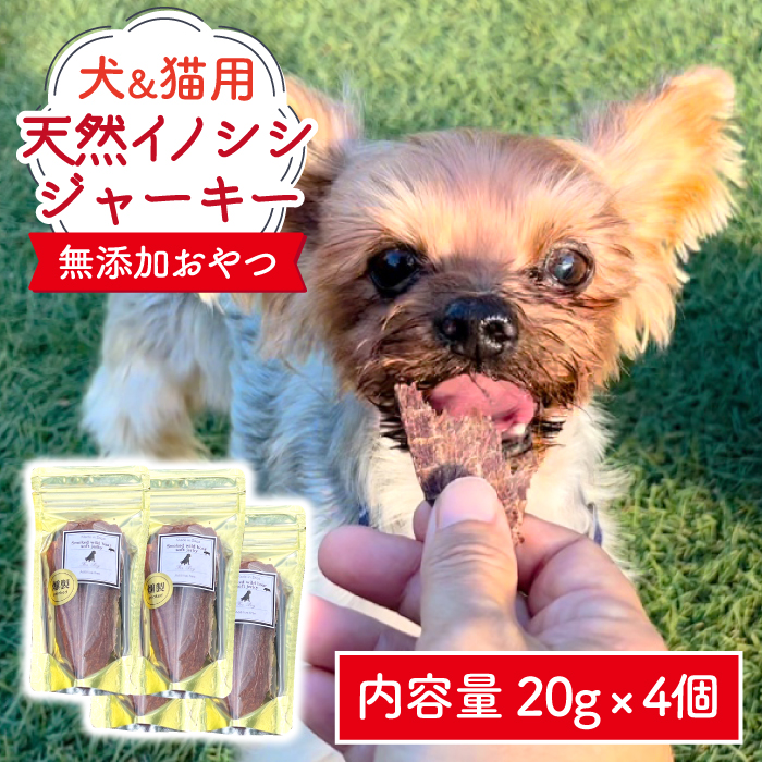 シニア犬＆幼犬＆猫用の無添加おやつ☆固すぎない天然いのししジャーキー 吉野ヶ里町/わんこin食堂 [FCG044]